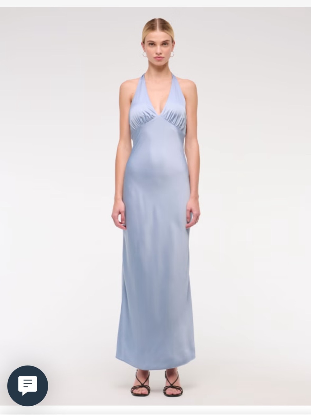 Abercrombie Julia Blue Slip Halter Maxi Dress - Size L NWT! - Picture 2 of 9